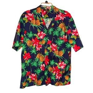 Royal Creations Vintage Mens Hawaiian Shirt Cotton Pineapple Hibiscus‎ Floral XL